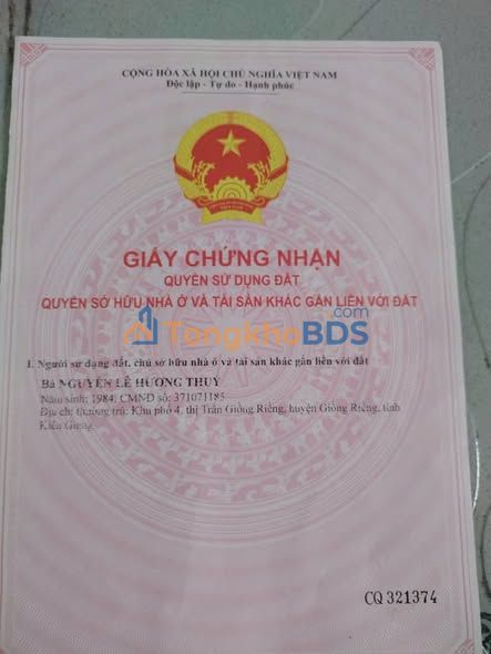 Đất nền Thị Trấn Giồng Riềng 2.000m² giá 2.5 tỷ - Sổ đỏ chính chủ