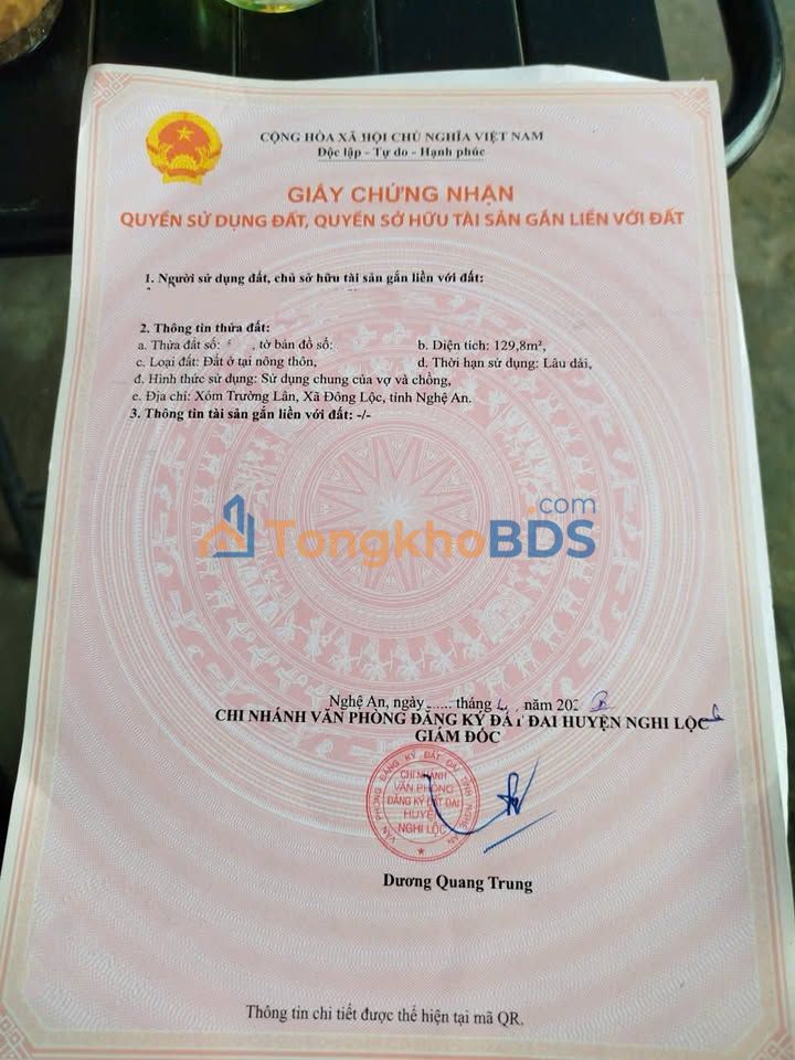 Đất Nền 2 Mặt Tiền Nghi Lộc 130m² - Sổ Đỏ Rõ Ràng, Giá 1.9 Tỷ