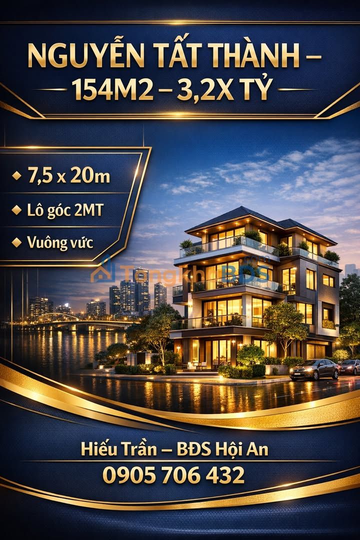 Đất Lô Góc 154m² Nguyễn Tất Thành, Hội An - Giá 3.2 Tỷ, Sẵn Sổ Hồng