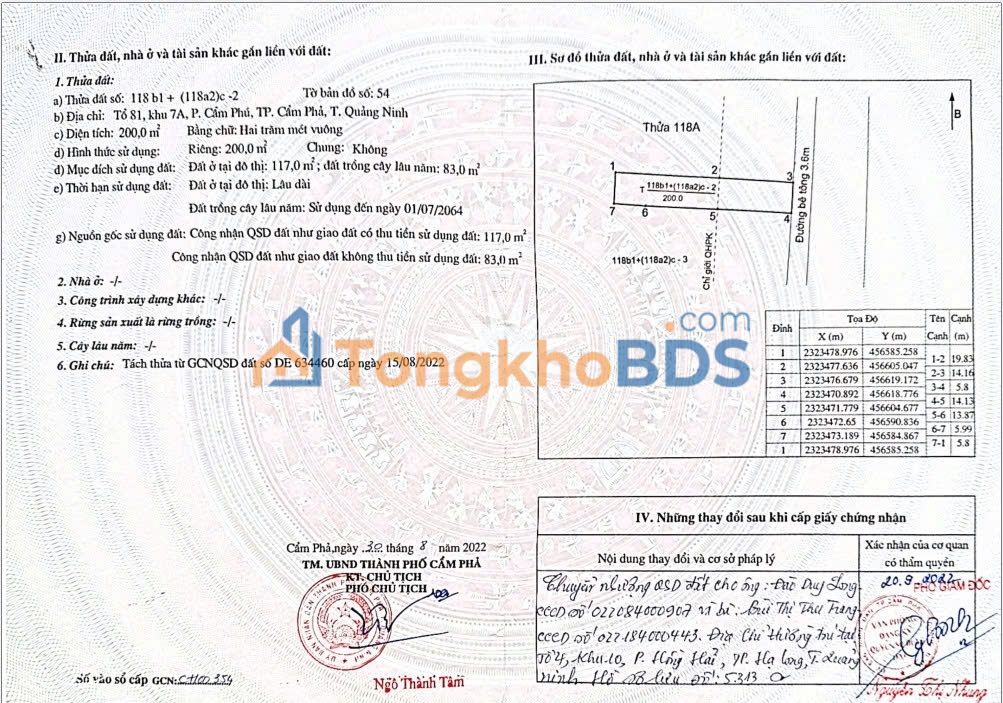 Đất nền Cửa Ông 200m² giá 3,8 tỷ - Tiềm năng tăng giá