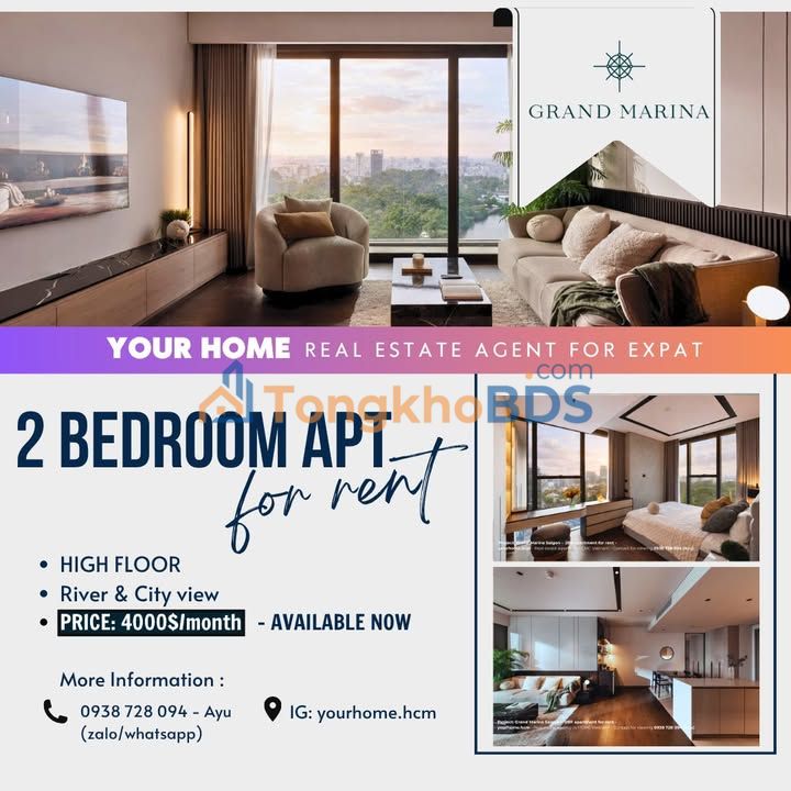 Căn hộ Grand Marina Saigon Quận 1 107m² 96 triệu - View đẹp, bàn giao ngay