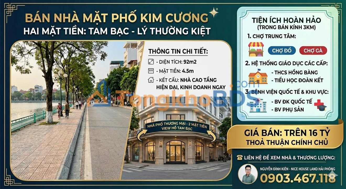 Nhà mặt phố Tam Bạc - Lý Thường Kiệt 92m² 16 tỷ - Mặt tiền kinh doanh đẳng cấp