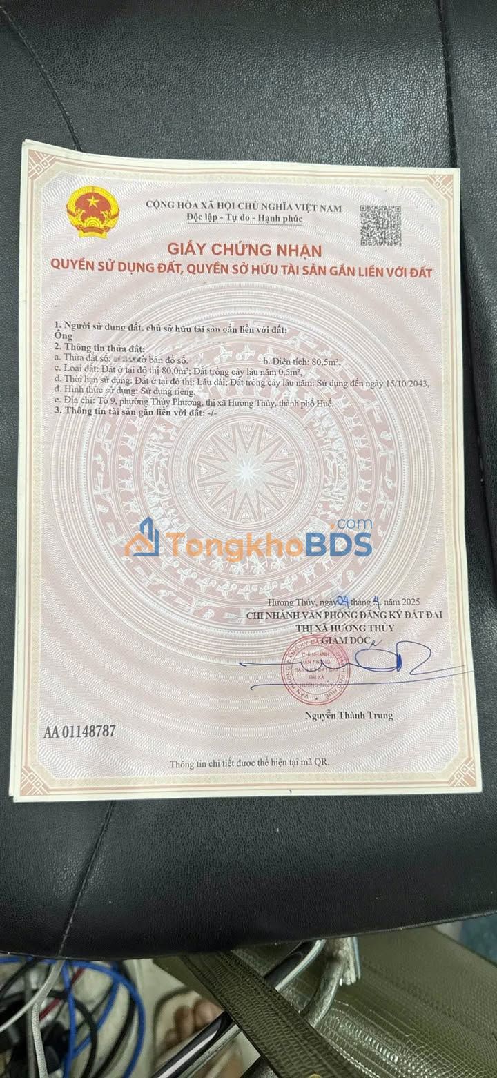 Đất Nền Huế 80.5m² - 2 Mặt Tiền Đường Ô Tô, Giá 1.05 Tỷ