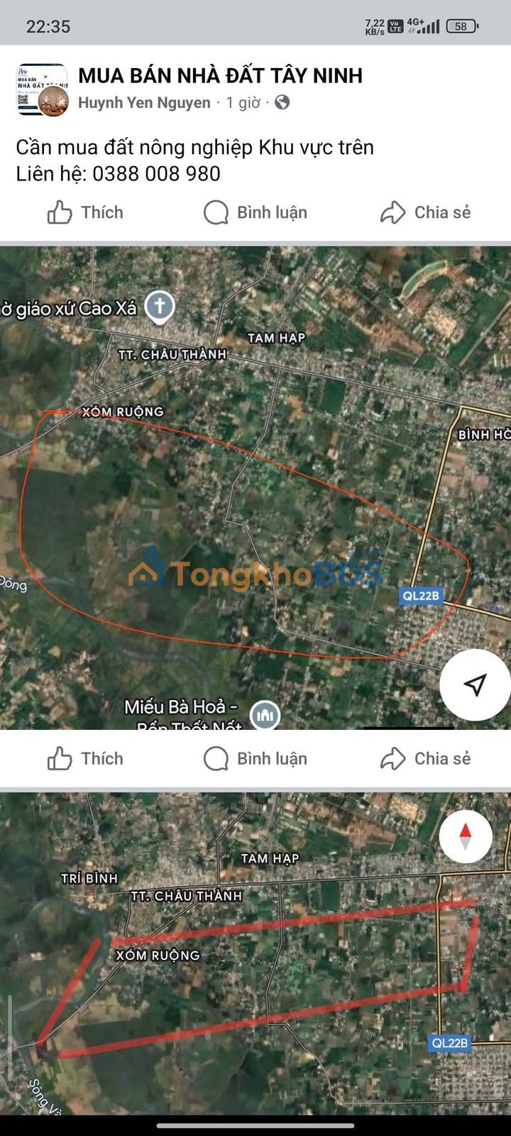 Đất nền Quốc lộ 22B Gò Dầu 1760m² thỏa thuận - Đường ô tô