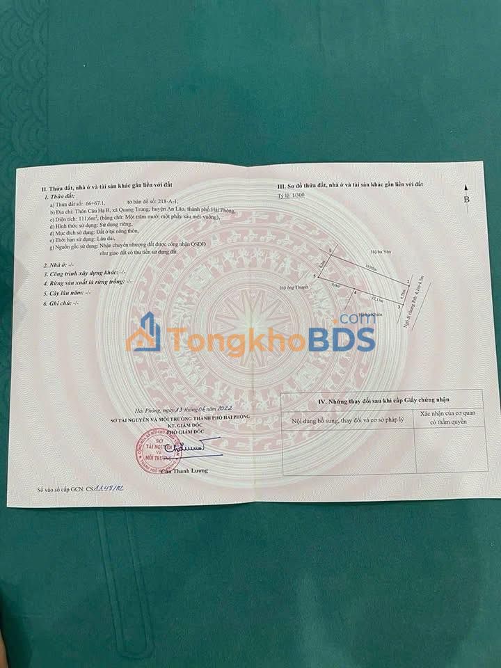 Đất nền An Lão Hải Phòng 112m² thiện chí - Sổ đỏ chính chủ