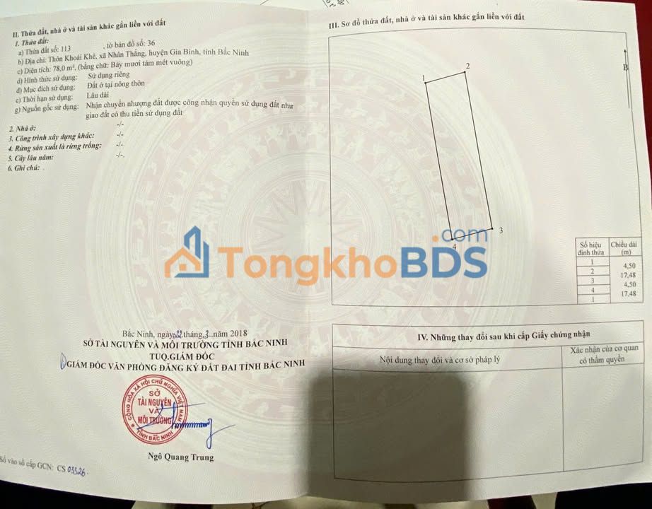 Đất Vàng Quốc Lộ 17, Gia Bình, Bắc Ninh - 78m², Sổ Đỏ Riêng