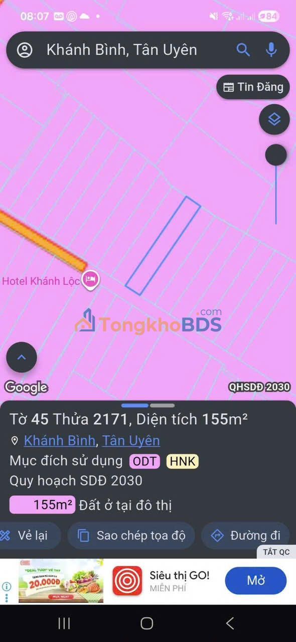 Đất Nền 155m² Khánh Bình, Tân Uyên - Sổ Đỏ Thổ Cư 60m² - Giá 2.27 Tỷ