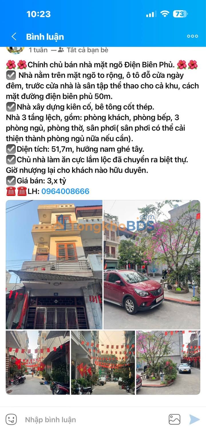 Nhà 51.7m² Điện Biên Phủ, 3.x Tỷ - Ô Tô Đỗ Cửa, Sân Thể Thao