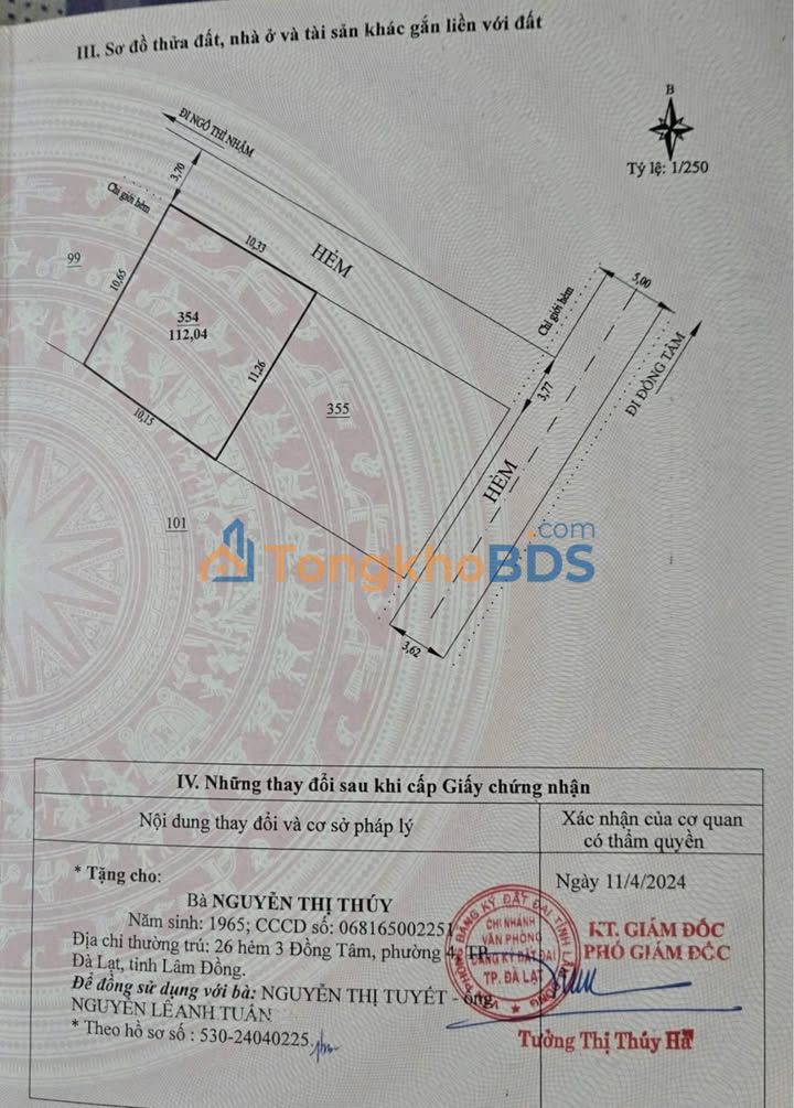 Đất Xây Dựng Đường Xe Hơi Ngô Thì Nhậm, Đà Lạt - 112m² Giá 3.95 Tỷ