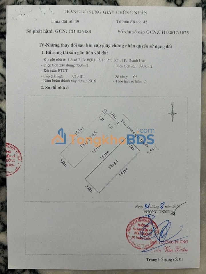 Nhà 75m² 6 Tầng Mặt Tiền 5m TT TP Thanh Hóa - Kinh Doanh Đa Ngành Nghề