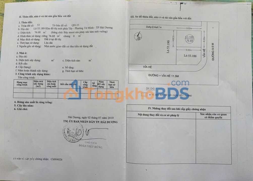 Bán Đất Nền Mặt Tiền Rộng 8.5m, TP Hải Dương - 3.x Tỷ