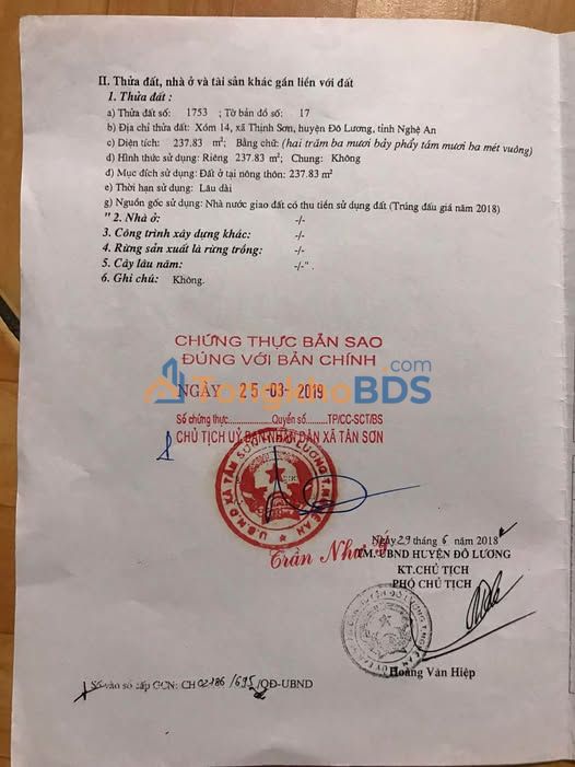 Bán Đất Lô Góc Thịnh Sơn, Đô Lương 237.83m² - Sổ Đỏ Chính Chủ, Giá Tốt