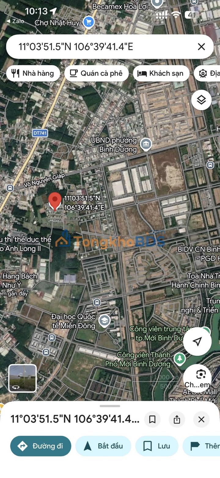 Đất thổ cư 105m² đường nhựa Hòa Lợi, Bến Cát - Giá 1 tỷ