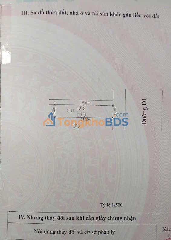 Đất thổ cư 115m² trục chính D1 VSIP2, Bình Dương - Kinh doanh tốt