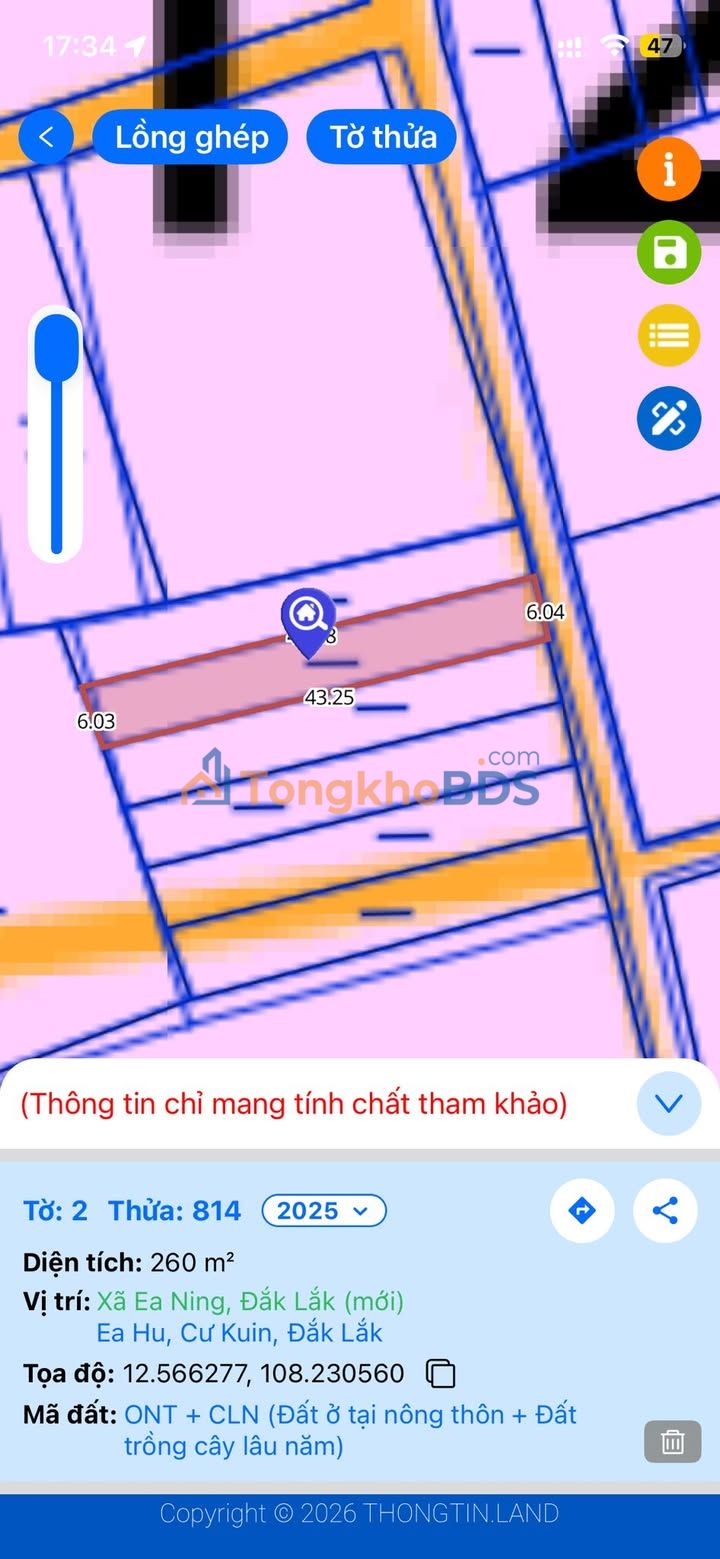 Bán Gấp Đất Thổ Cư 258m² Xã Ea Hu, Cư Kuin, Đắk Lắk - Giá 260 Triệu