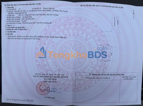 Đất nền Mỹ Đức 88.7m² sổ đỏ chính chủ - Vị trí đắc địa, tiềm năng sinh lời