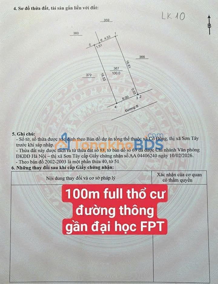 Đất nền Cổ Đông Hà Nội 100m² 2 tỷ - Sổ đỏ chính chủ