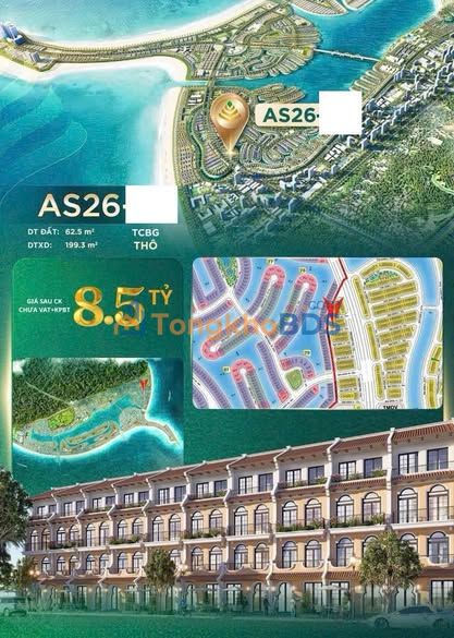 Nhà phố Vinhomes Cần Giờ 62.5m² - Giá 8.5 tỷ - Căn hiếm đầu tư