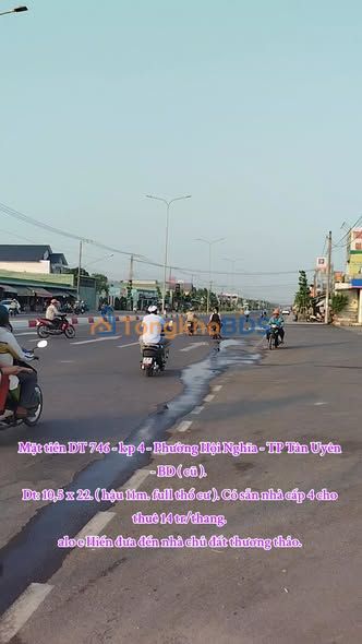 Mặt tiền DT 746 Tân Uyên - 231m² Kinh Doanh Đắc Lợi - 14 Triệu/Tháng