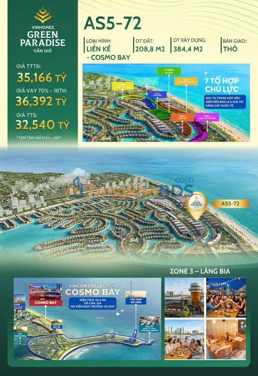 Shophouse COSMO BAY Cần Giờ - Cam kết thuê 5 năm, Dòng tiền 6%/năm