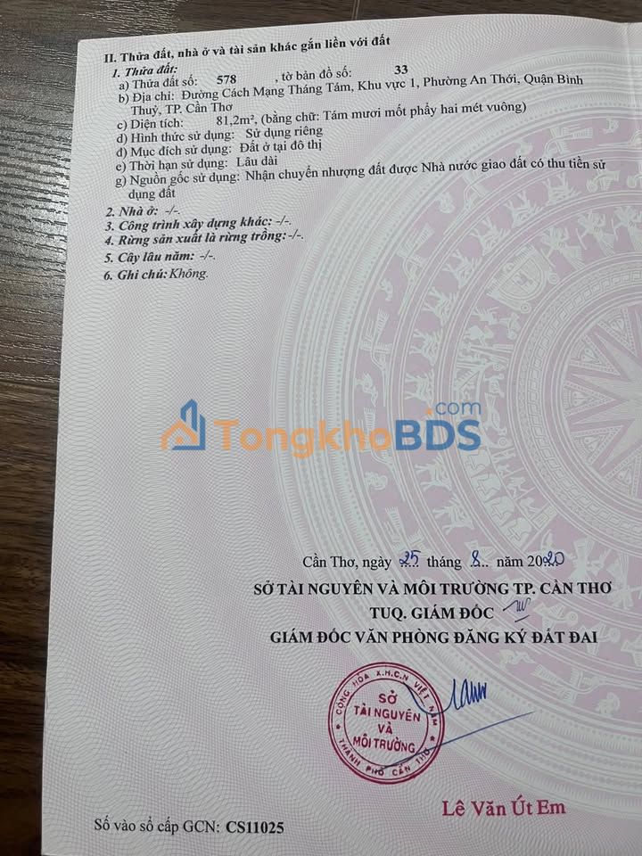 Đất Thổ Cư 81.4m² Hẻm Xe Hơi CMT8 Cần Thơ - Sổ Đỏ Sẵn Sàng