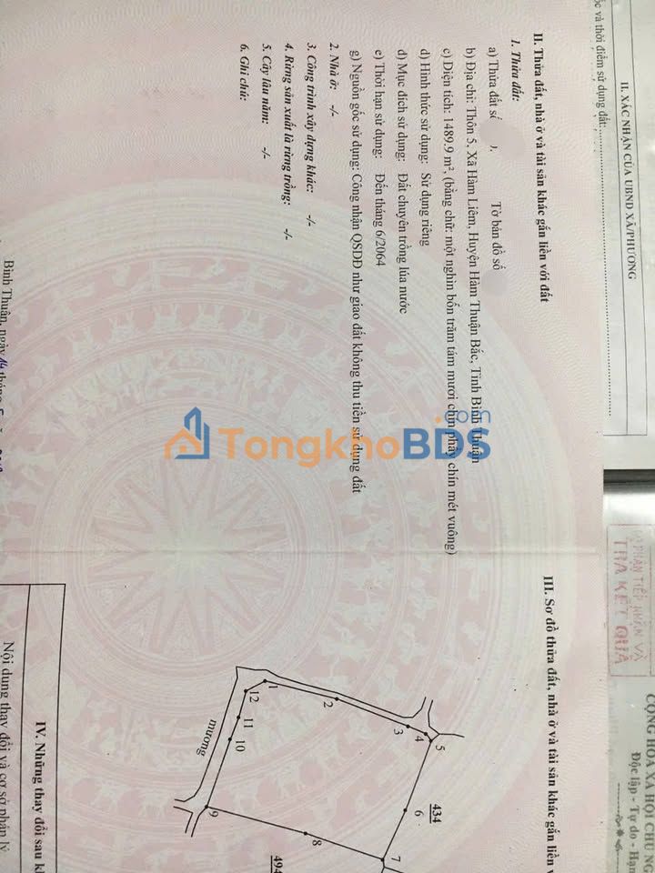 Đất Hàm Liêm Bình Thuận 5 sào 1,4 tỷ - Sổ đỏ chính chủ