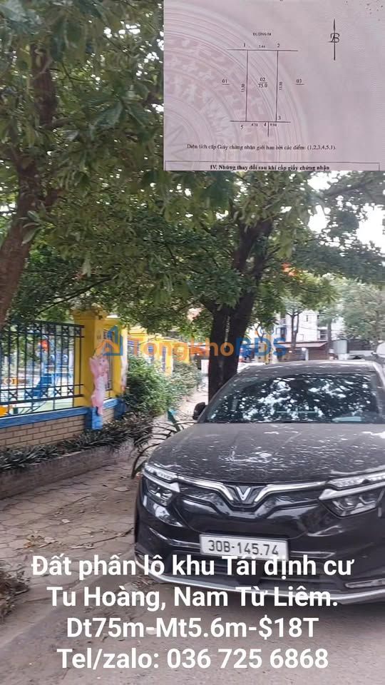 Bán đất Tái định cư Tu Hoàng 75m² - Vị trí đắc địa, sổ đỏ sẵn sàng