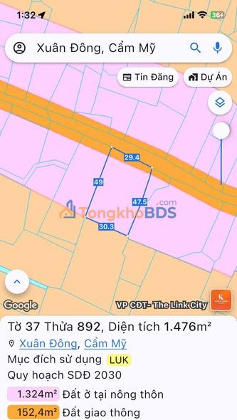 Đất Vàng Cẩm Mỹ, Đồng Nai 1476m² - Sổ Hồng Sẵn Sàng, Giá 1.5 Tỷ