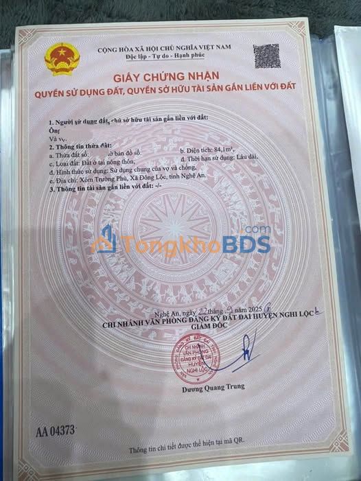 Đất nền Xóm Trường Phú 84m² 1,25 tỷ - Sổ đỏ chính chủ