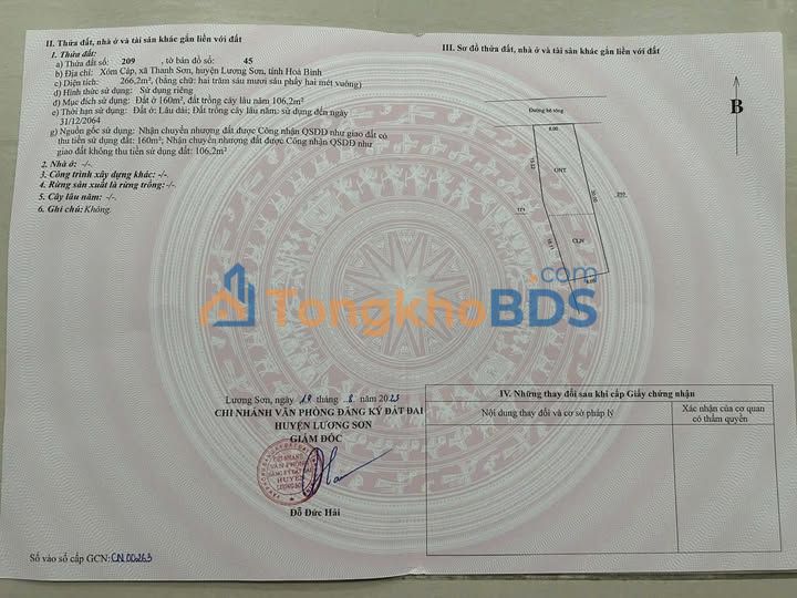 Đất nền xóm Cáp Cao Dương 266m² - Xây dựng tự do