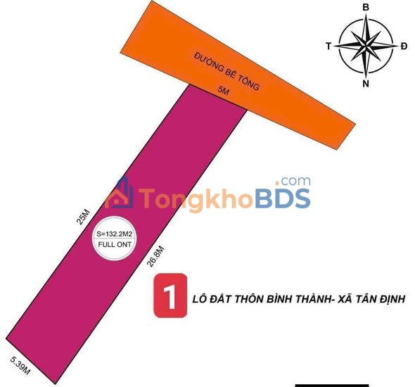 Đất nền full thổ cư 132m² Tân Định, Đắk Lắk - Giá chỉ 400 triệu