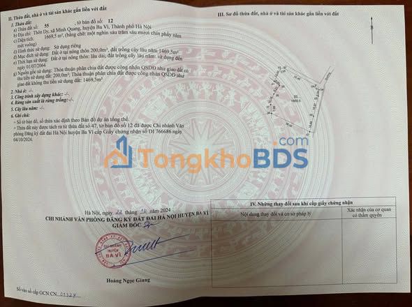 Đất nền thôn Dy, xã Ba Vì 1669m² giá chỉ 6.8 tỷ - Không gian xanh tuyệt vời!