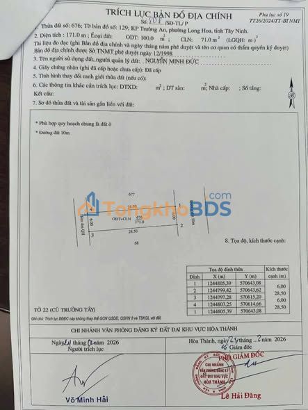 Đất Nền 100m² Hẻm Ngô Quyền, Tây Ninh - Giá Tốt Đầu Tư