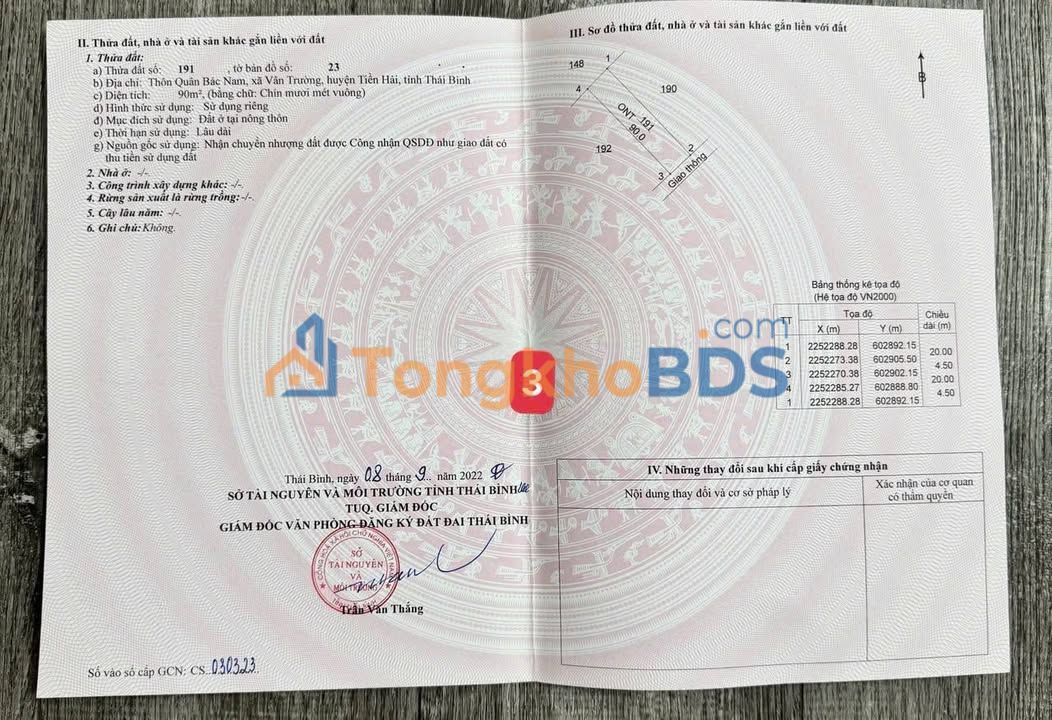 Đất nền Tiền Hải 90m2 500 triệu - Sổ đỏ chính chủ