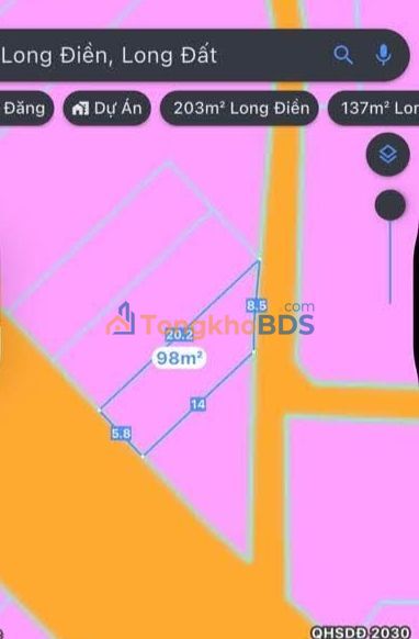 Đất 2 Mặt Tiền Đường Số 8, Long Điền, BR-VT - 1.79 Tỷ, Sổ Riêng