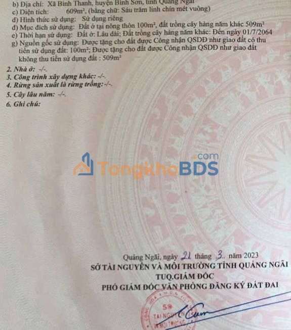 Đất Nền 600m² Bình Sơn, Quảng Ngãi - Sổ Đỏ Thổ Cư, Đường Ô Tô