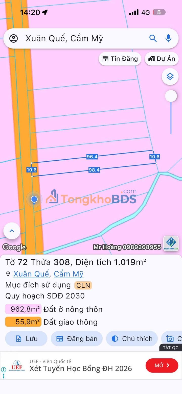 Đất nền Huyện Long Thành 1.000m² 2.4 tỷ - Sổ đỏ chính chủ