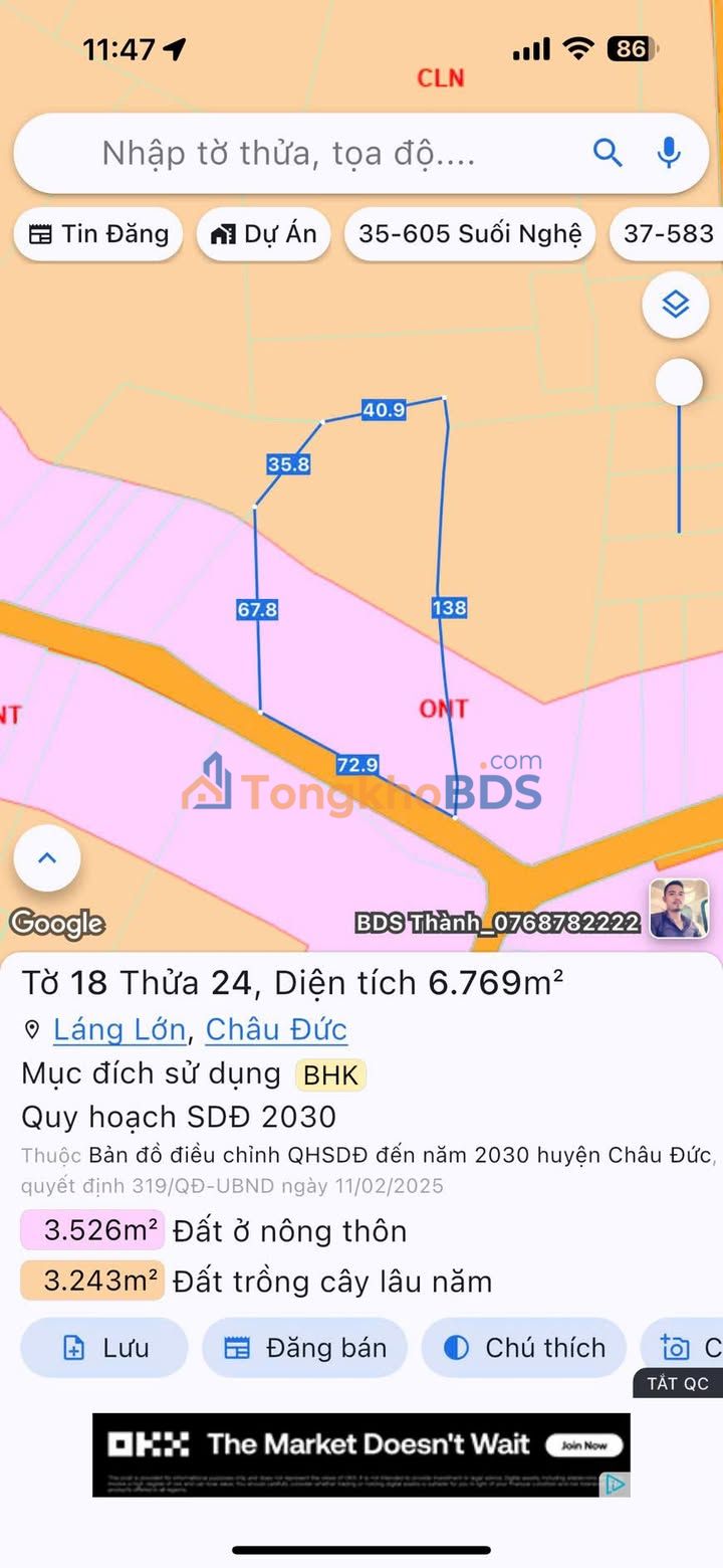 Đất nền 8000m² mặt tiền nhựa Láng Lớn, Châu Đức - Sổ hồng sẵn sàng