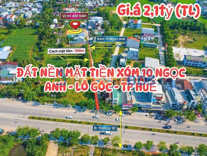Đất nền Lô Góc Mặt Tiền Xóm 10 Ngọc Anh, Huế - 105m² Giá 2.1 Tỷ