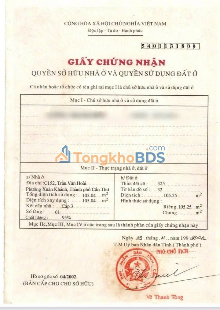 Nhà Mặt Tiền Trần Văn Hoài, Ninh Kiều - 105m² Sổ Riêng Full Thổ Cư