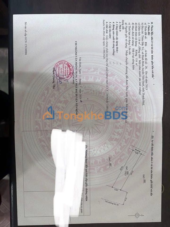 Đất Mặt Tiền QL45 Thanh Hóa - Kinh Doanh/Ở 116m² - Giá 2.5 Tỷ