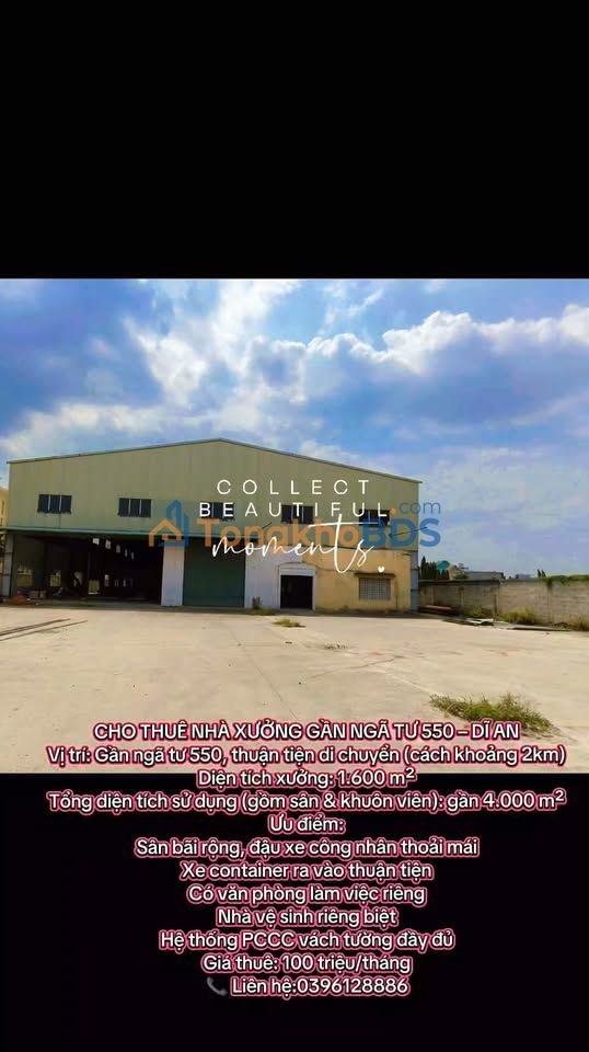 Cho thuê xưởng 1.600m² Bình Dương, gần Ngã tư 550 - Sẵn sàng hoạt động