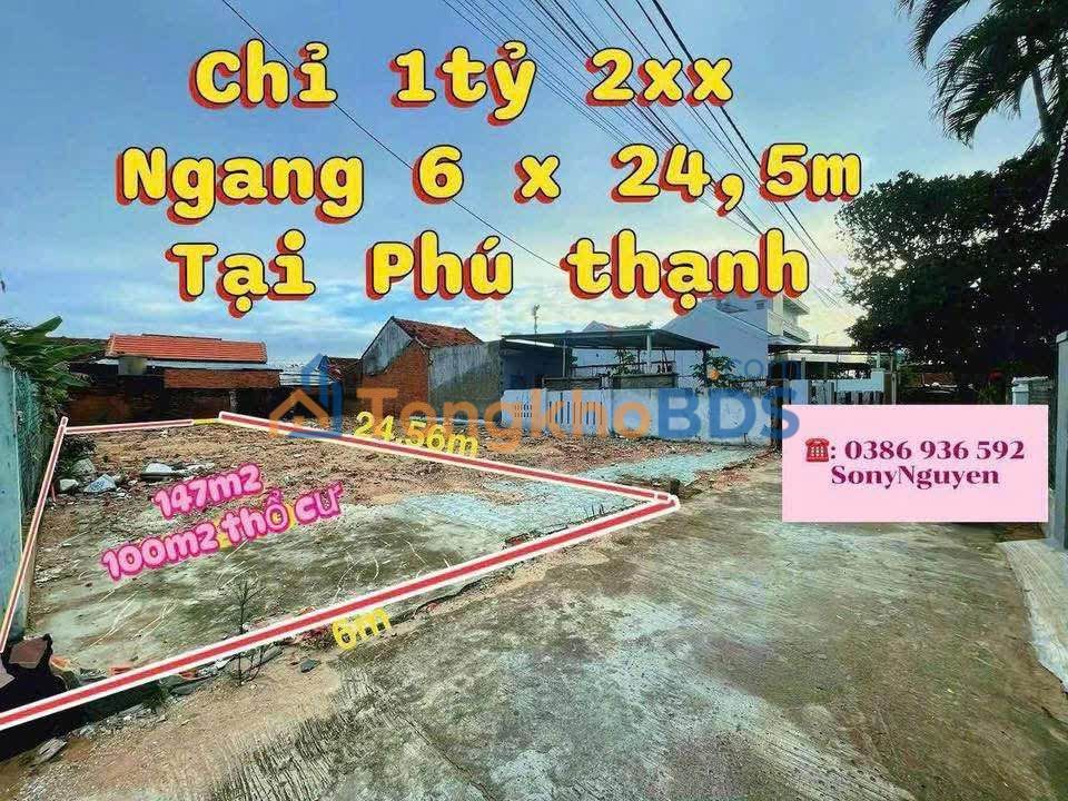 Đất nền 147m² Phú Thạnh, Tuy Hoà - Sổ hồng thổ cư, ô tô vào tận nơi