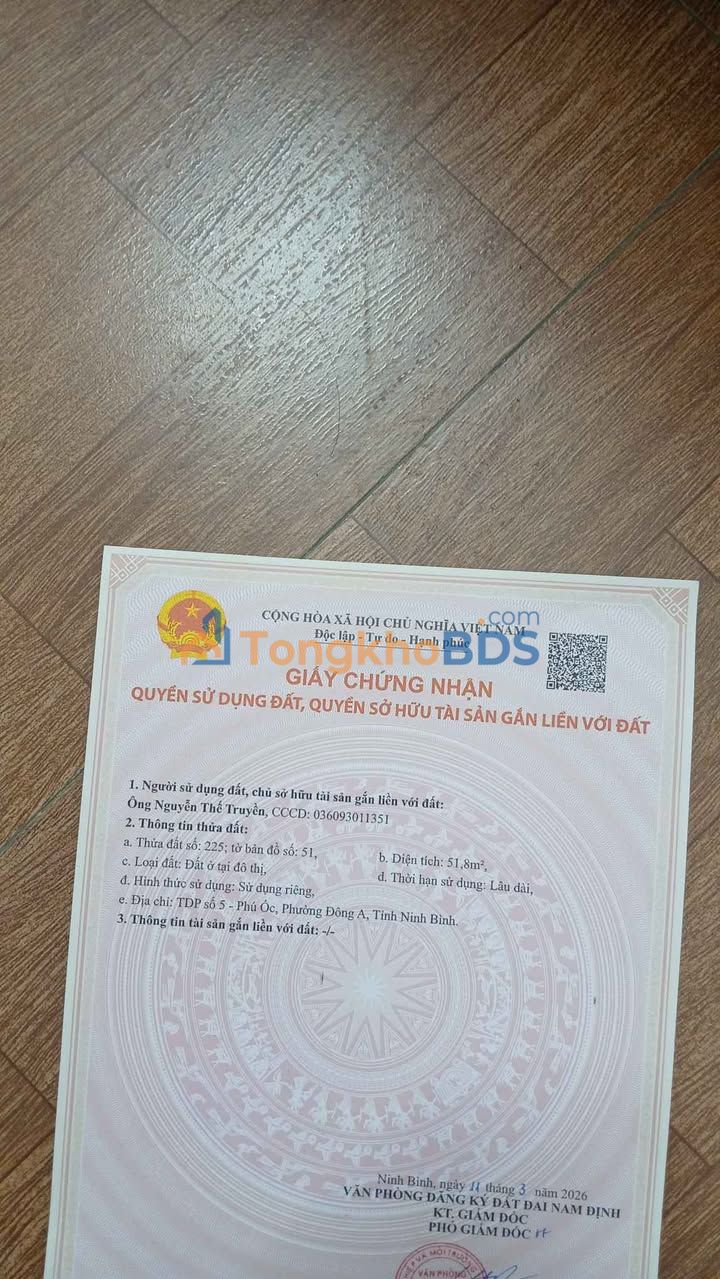 Bán Đất Nền 51m² Ngõ Điện Biên, Nam Định - Giá 1.08 Tỷ, Ô Tô Đỗ Cửa