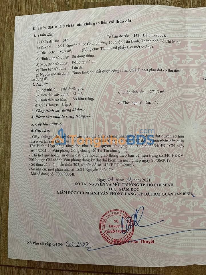 Bán gấp CHDV Nguyễn Phúc Chu, Tân Bình - 36 phòng, dòng tiền 110tr/tháng