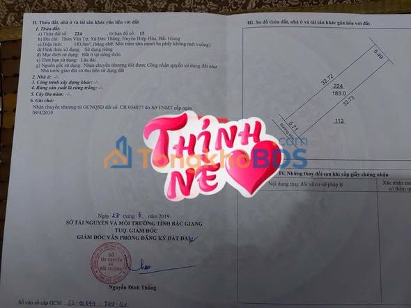 Đất Nền Lục Nam, Bắc Giang 180m² - Sổ Đỏ Thổ Cư, Giá Tốt Đầu Tư