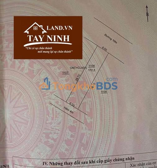 Đất Thổ Cư 174m² Hẻm 25 Nguyễn Văn Linh, Hòa Thành - Giá 11.25 Tỷ