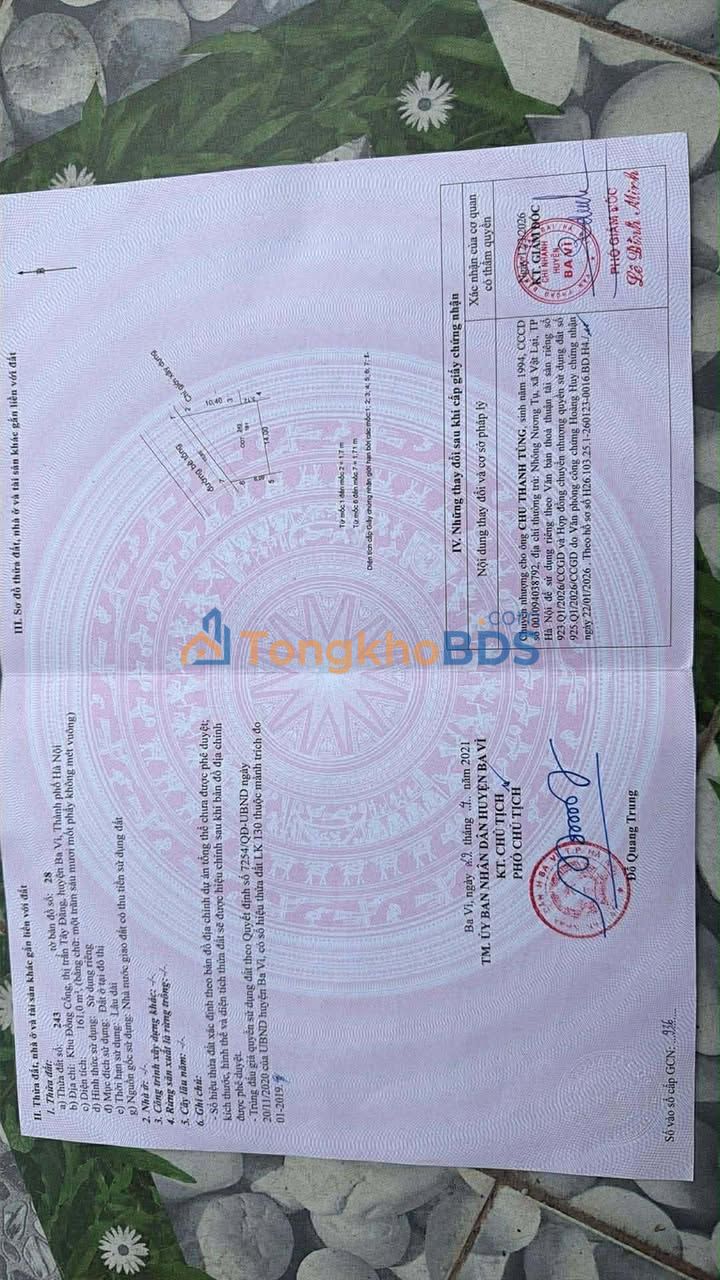 Đất nền Ba Vì 161m² - Vị trí đắc địa, tiềm năng đầu tư