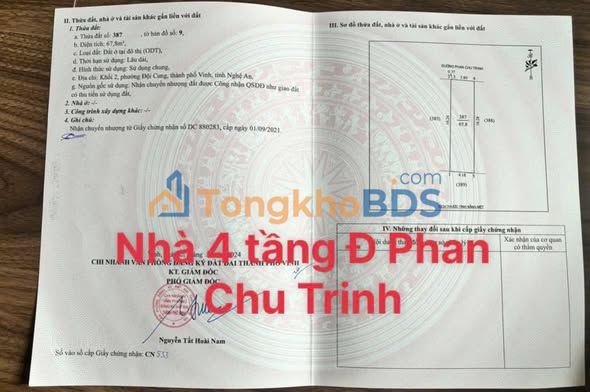 Nhà 4 Tầng Kinh Doanh Mặt Tiền Phan Chu Trinh, TP Vinh 67.8m² Hướng Bắc