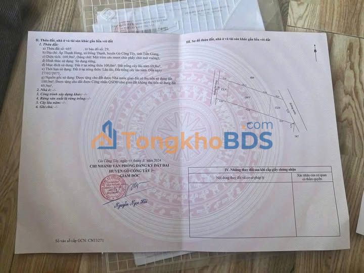 Đất nền Gò Công Tây 183m² - Sổ đỏ sẵn, giá 350 triệu/lô